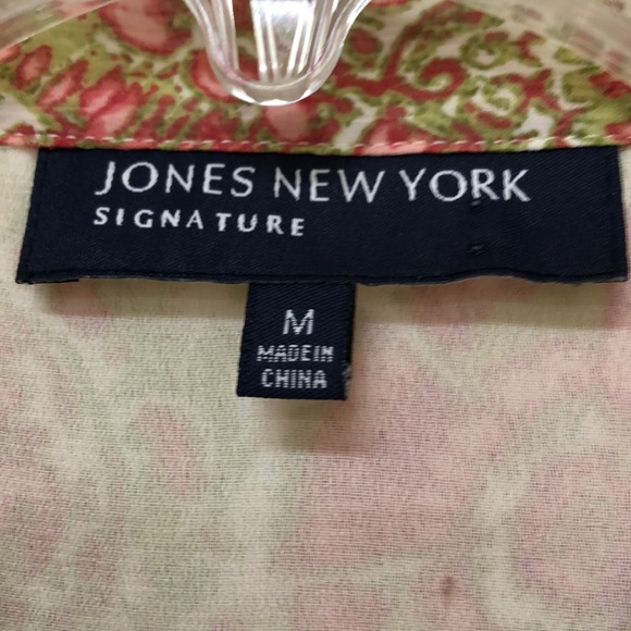 Jones New York cream, coral, & grn paisley top, sz M - Picture 2 of 3
